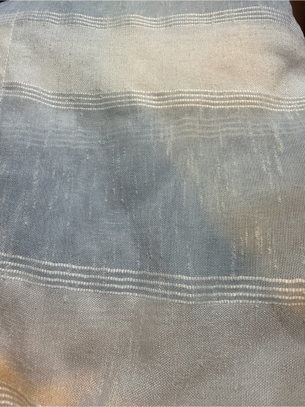 Striped Curtains- Sheer Country Living Curtains  in Soft Blue and Cream,